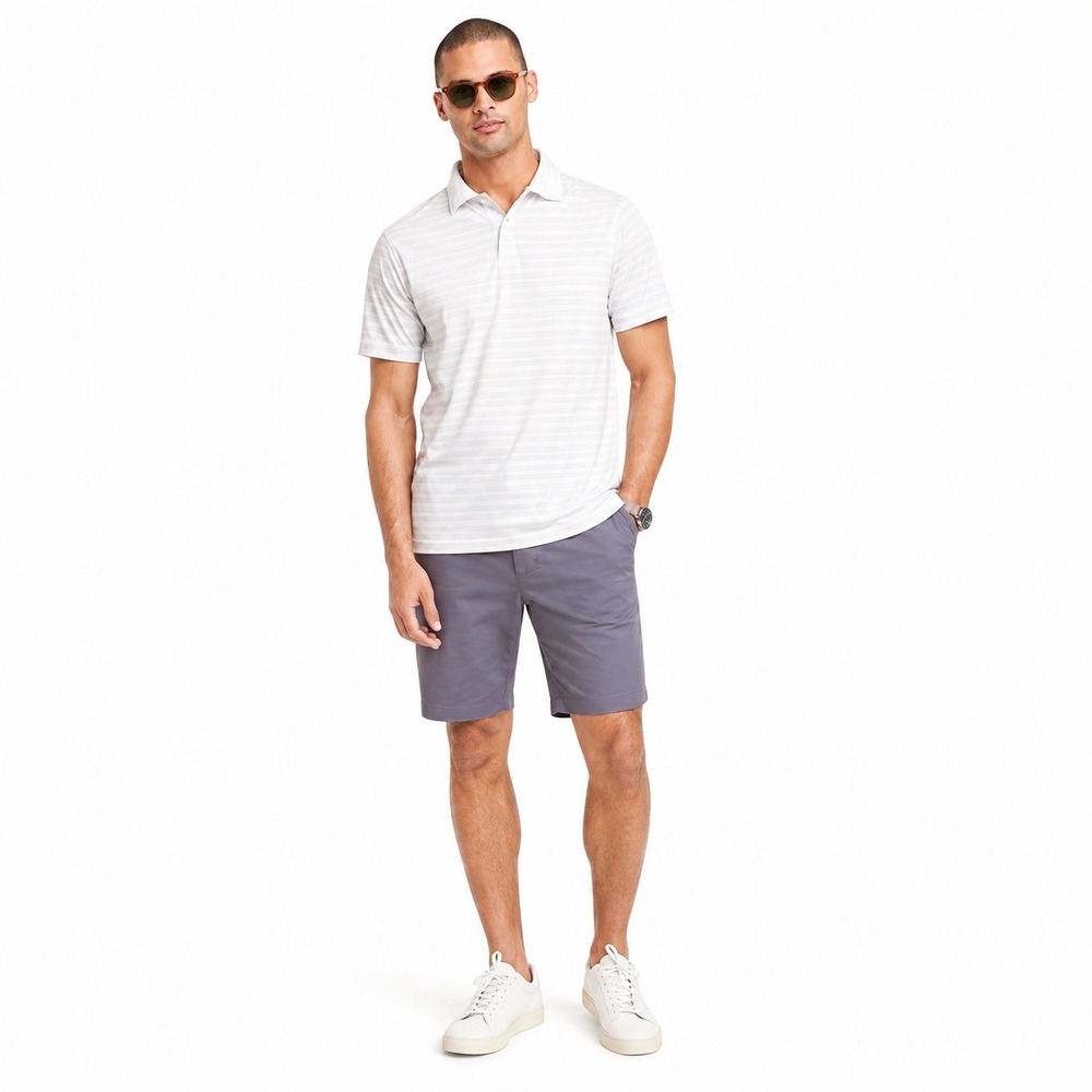 Men's Polo Shirt by Goodfellow & Co Striped White Size L New With Tags